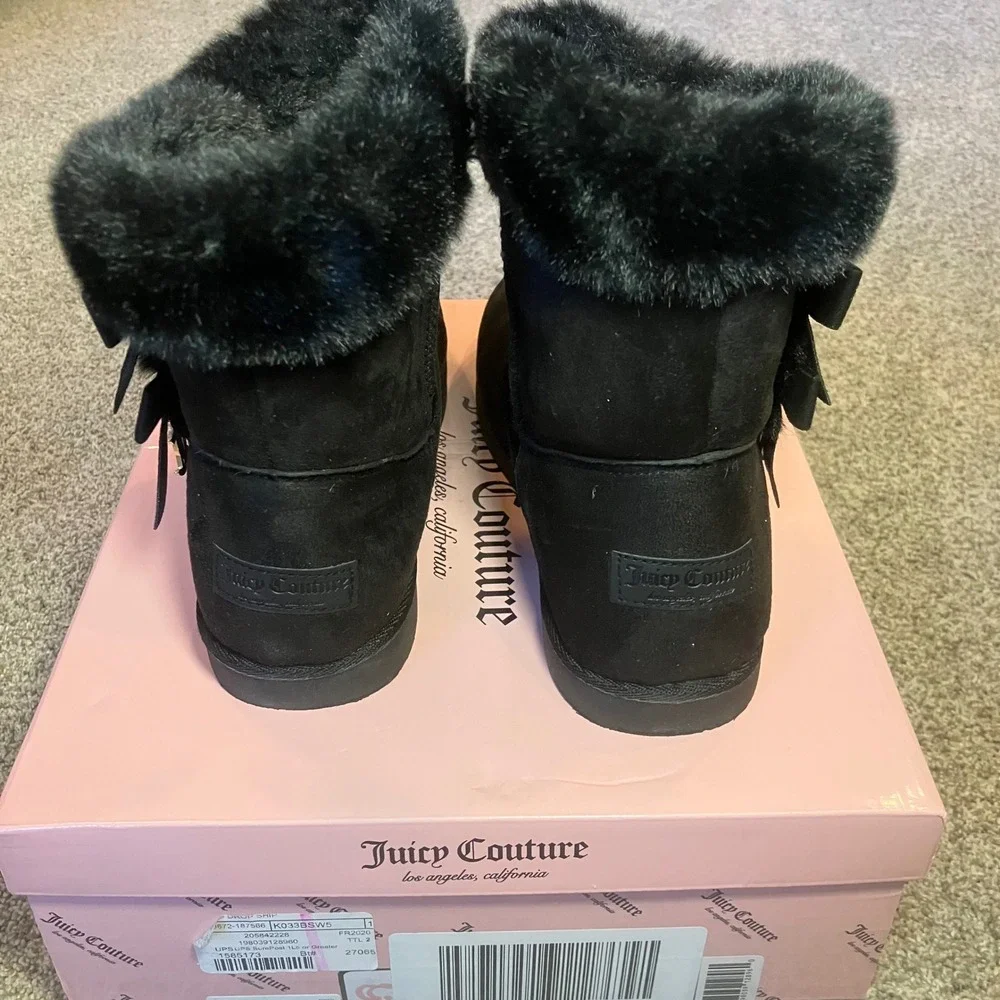 Juicy Couture Kodak Black‎ Faux Fur Bow Boots Rhinestone JC Charm KJ03335S SZ 5M